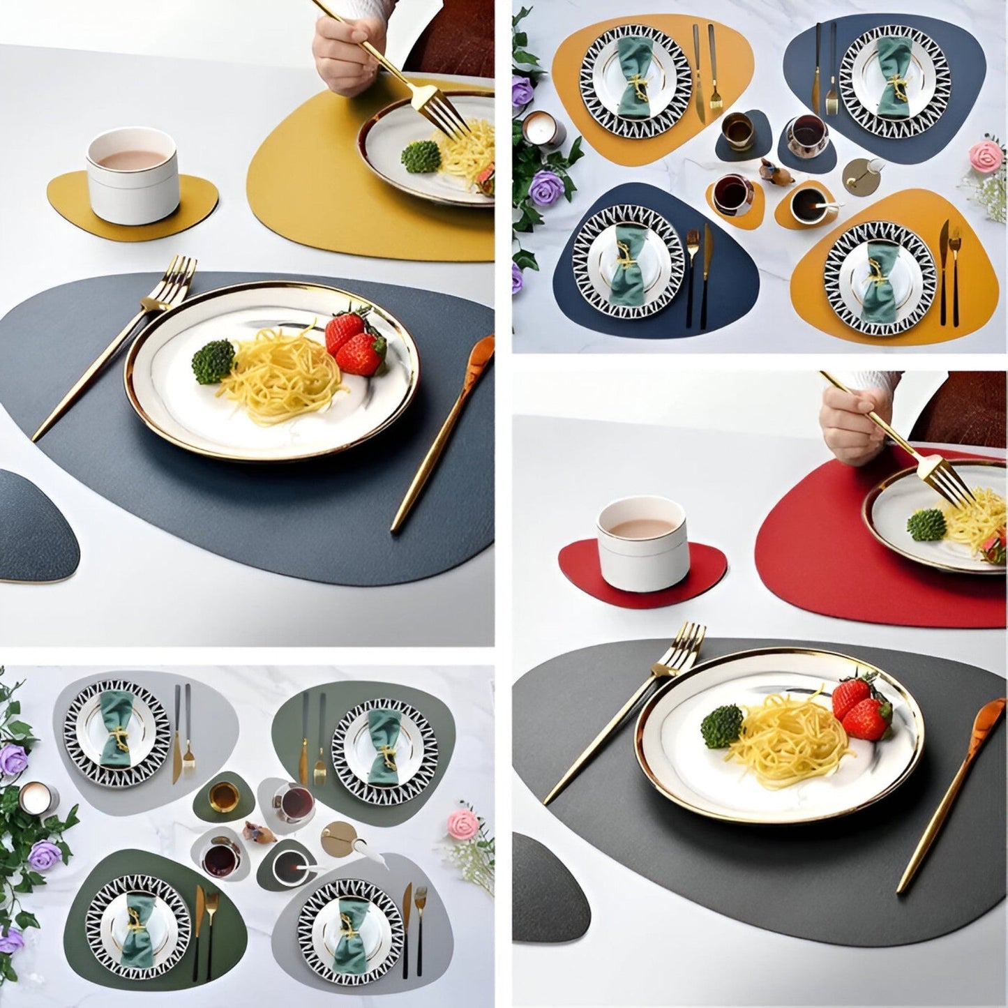 Reversible Waterproof Oval Pattern Table Placemat
