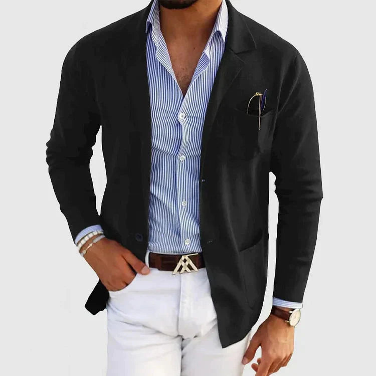 Lorenzo Men’s Blazer with Casual Button Pockets & Notched Lapel