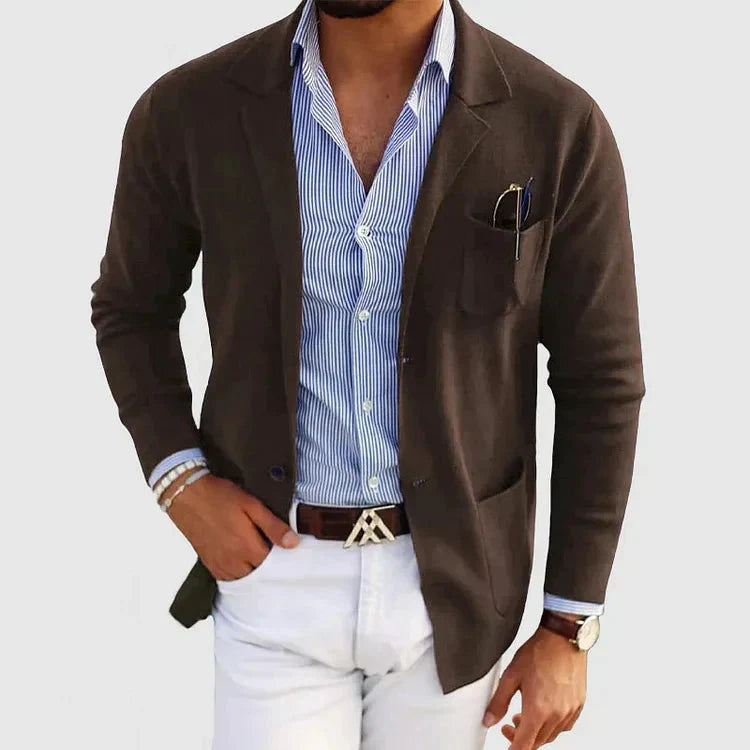 Lorenzo Men’s Blazer with Casual Button Pockets & Notched Lapel