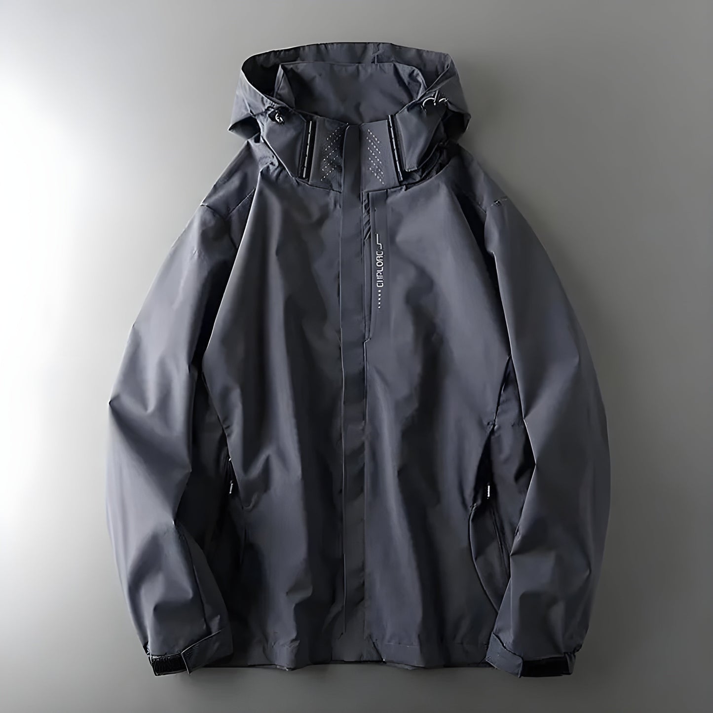Lightweight Waterproof Hooded Jacket With Zip Closure
