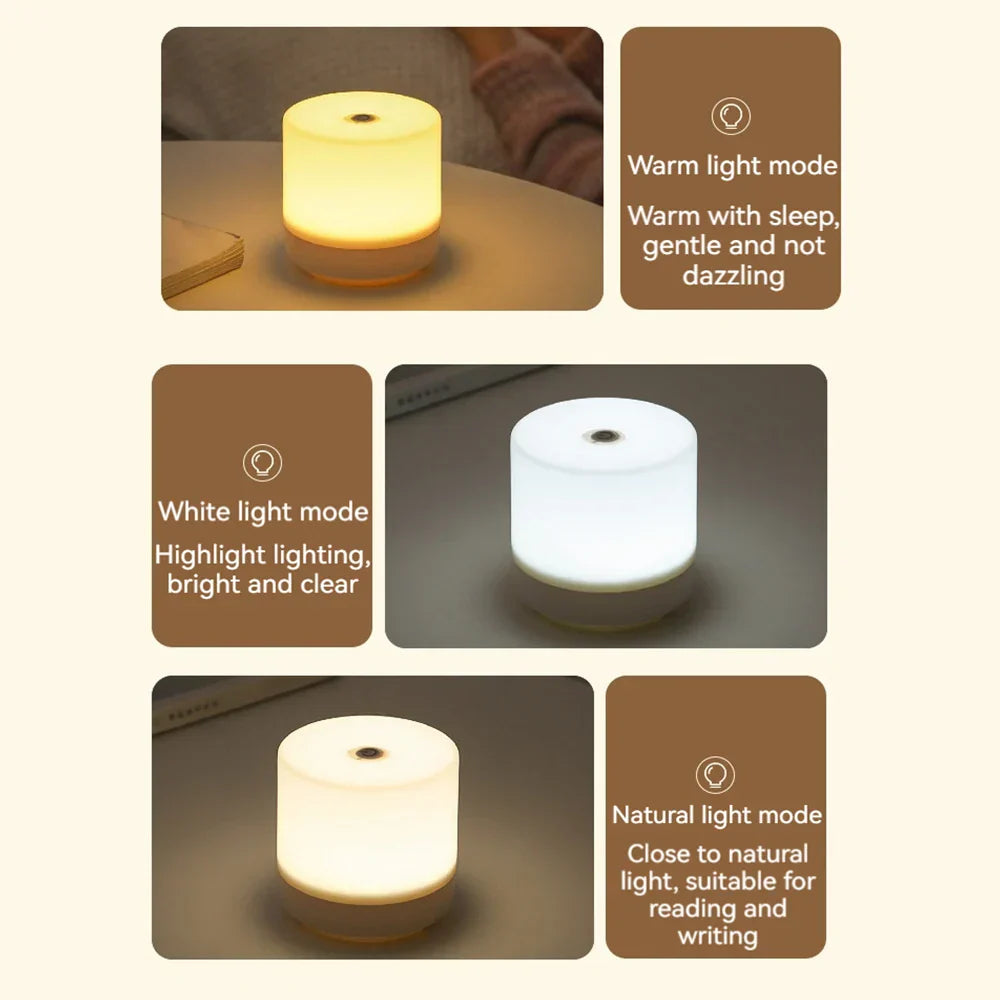 GlowEase – Compact LED Night Lamp with Touch Dimming