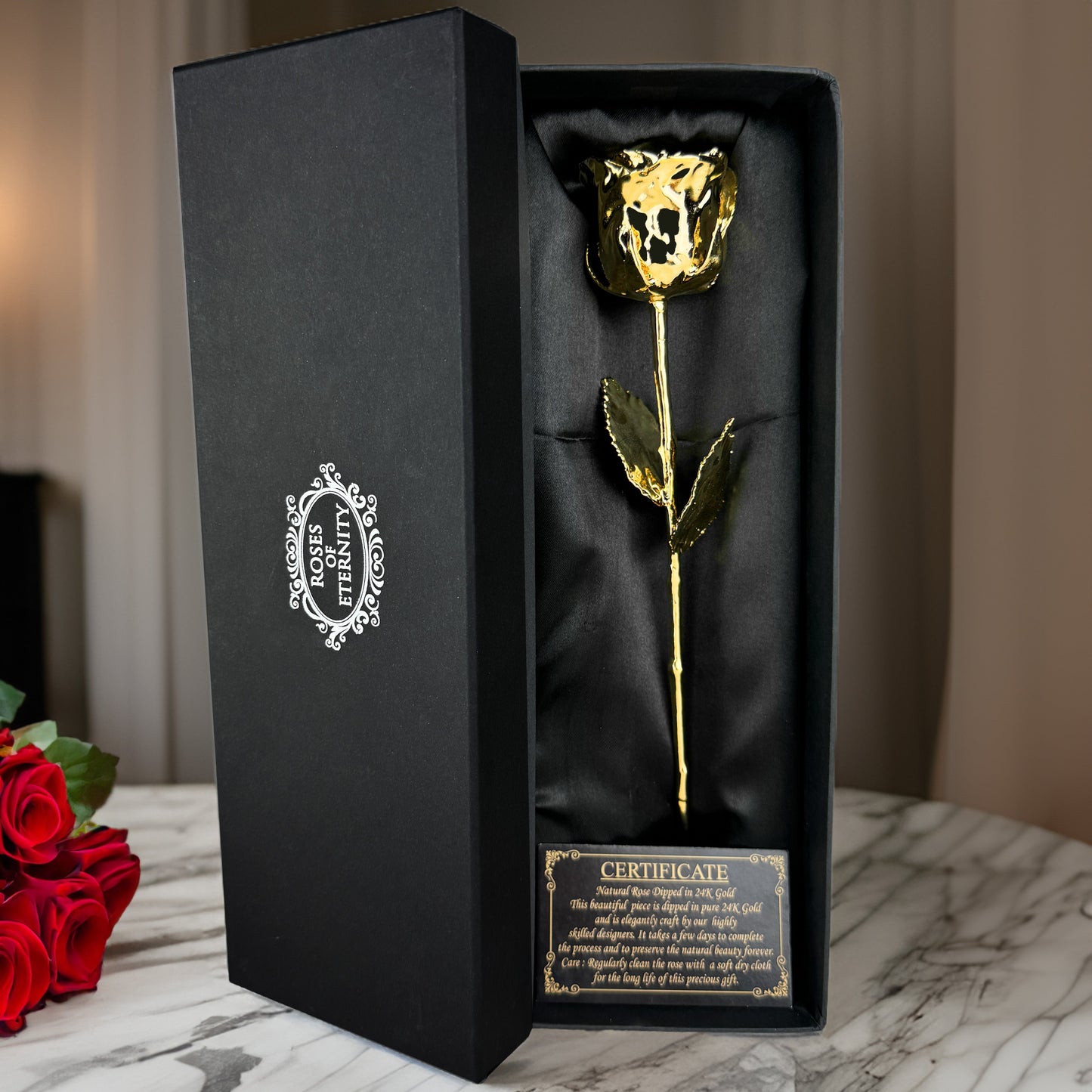 24K Goldüberzogene Echte Rose Konserviertes Dekoratives Geschenk