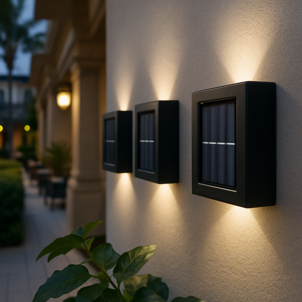 SolarGlow™ LED Solar Wall Lights – Wireless, Weatherproof Outdoor Lighting