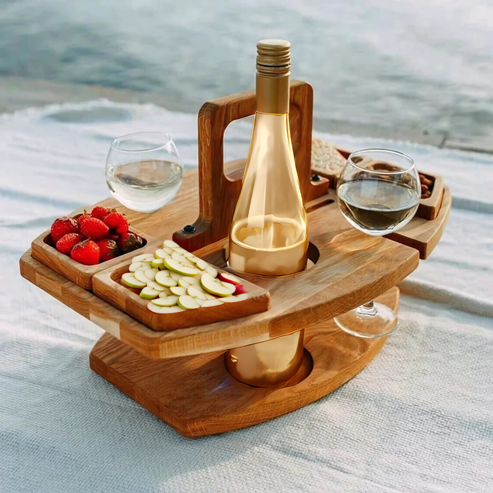 WineNest – Portable Wooden Picnic Wine Table