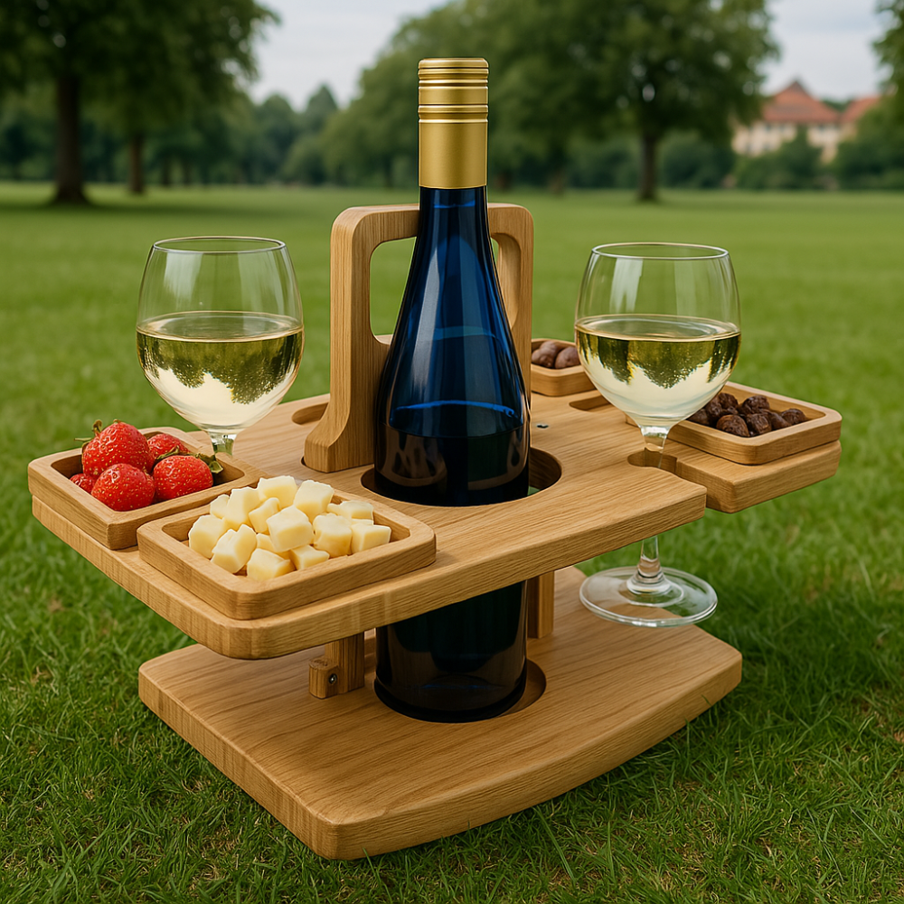 WineNest – Portable Wooden Picnic Wine Table