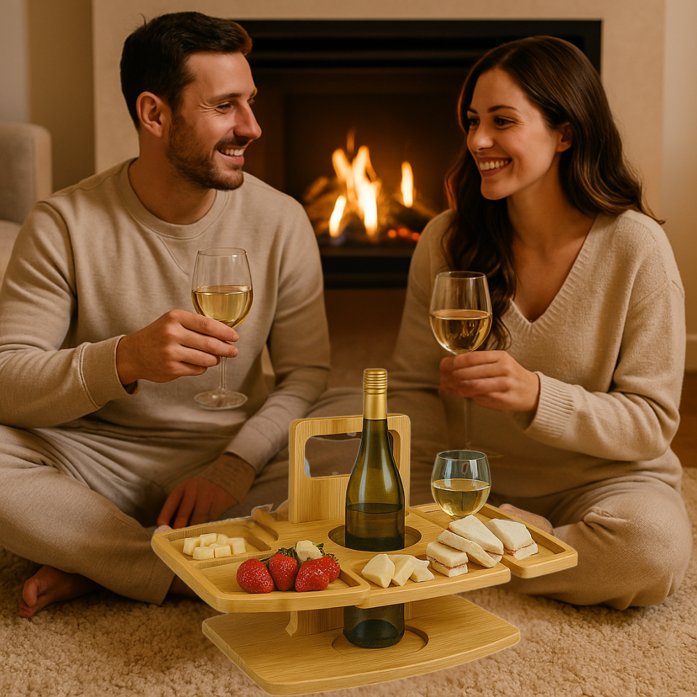 WineNest – Portable Wooden Picnic Wine Table