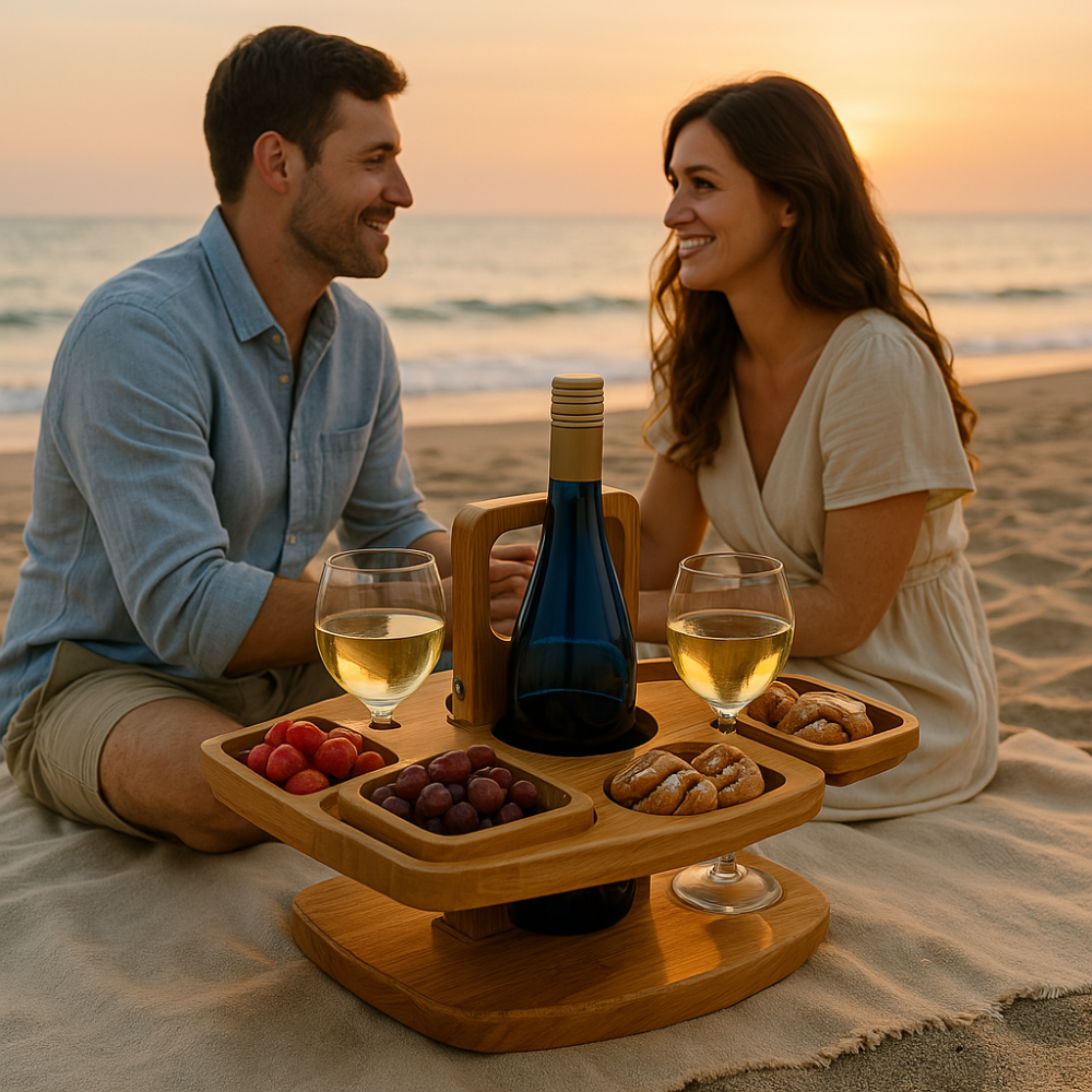 WineNest – Portable Wooden Picnic Wine Table