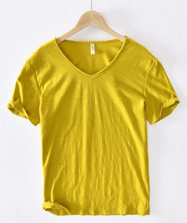 Men's Linen V Neck Short Sleeve Shirt Breathable Casual Top