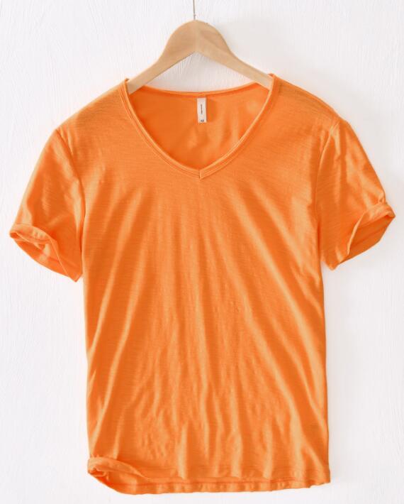 Men's Linen V Neck Short Sleeve Shirt Breathable Casual Top