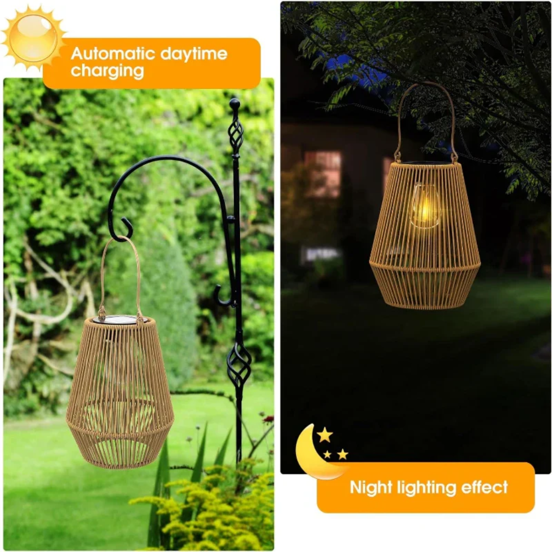 SunWeave™ Handcrafted Waterproof Solar Garden Lantern