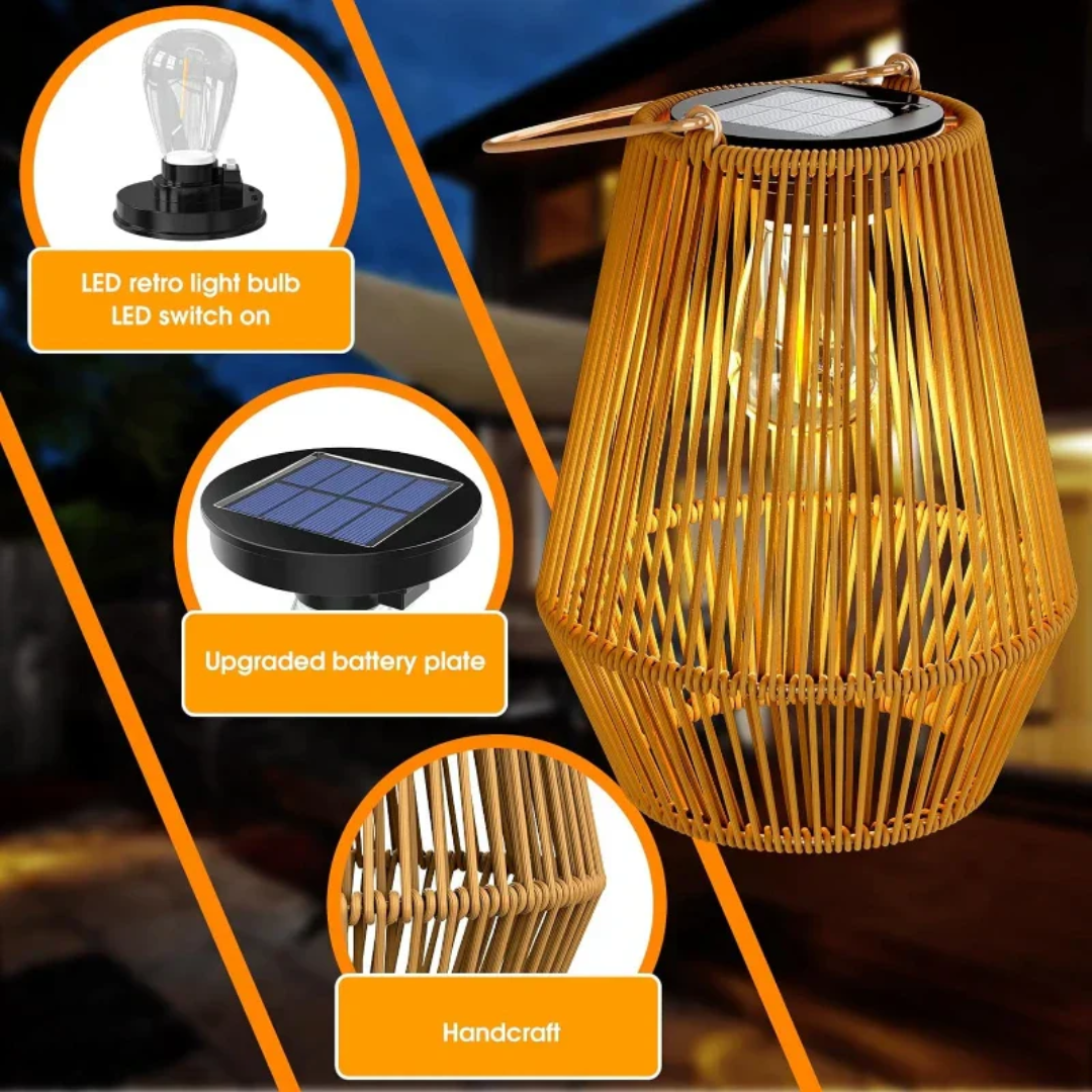 SunWeave™ Handcrafted Waterproof Solar Garden Lantern