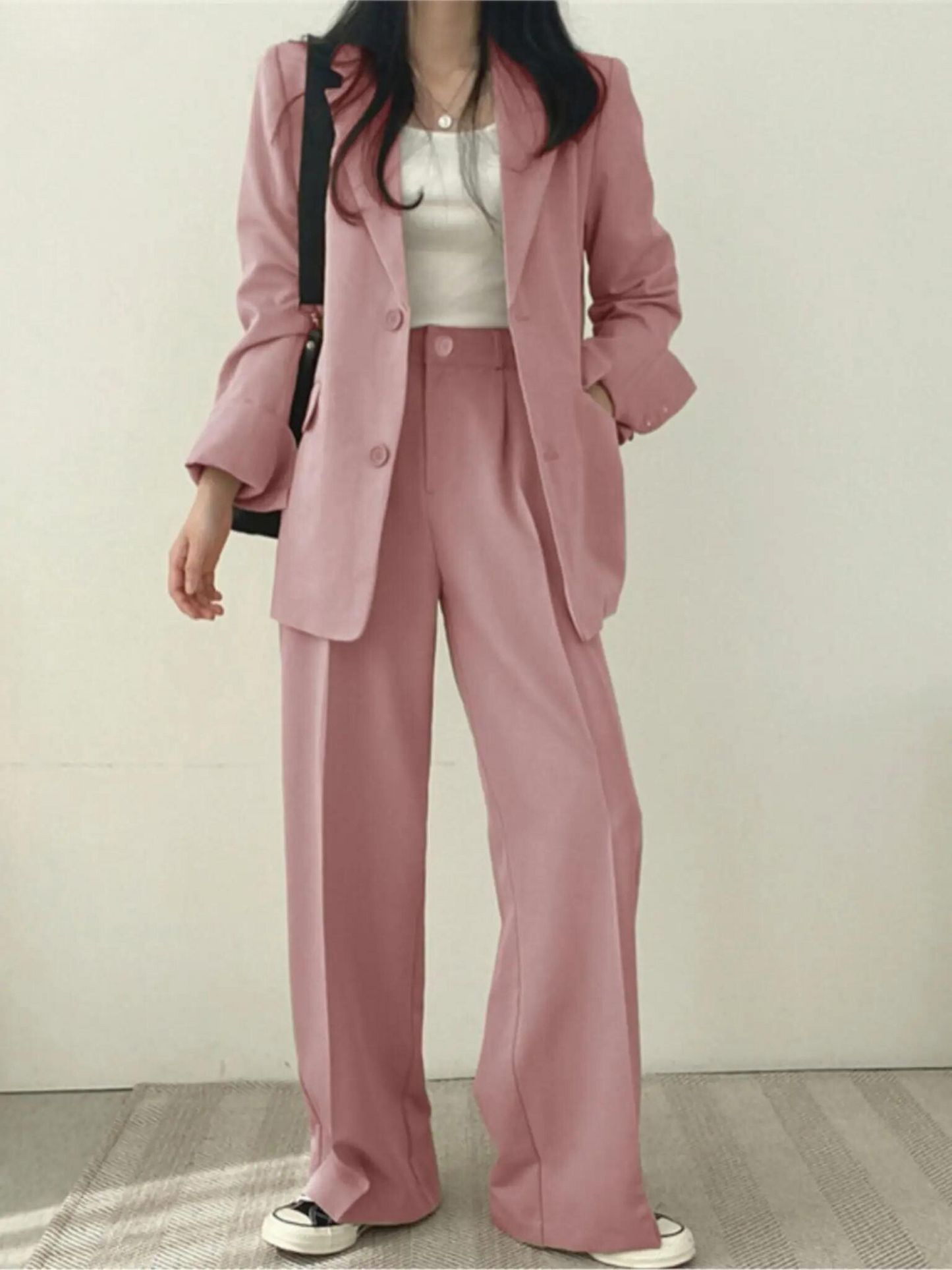 Women's Tailored Blazer and Pants Suit Two Piece Set