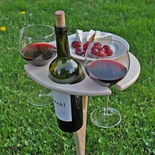 Outdoor Wooden Wine Picnic Table Folding Ground Table