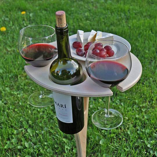 Outdoor Wooden Wine Picnic Table Folding Ground Table