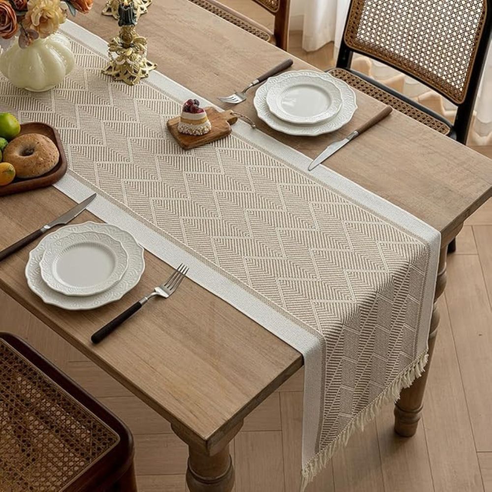 LoomÉtoile Luxe Woven Table Runner – Stylish Texture for a Warm Interior