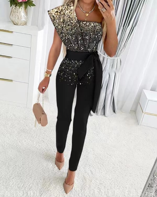 Aurielle One-Shoulder Sequin Jumpsuit for Women