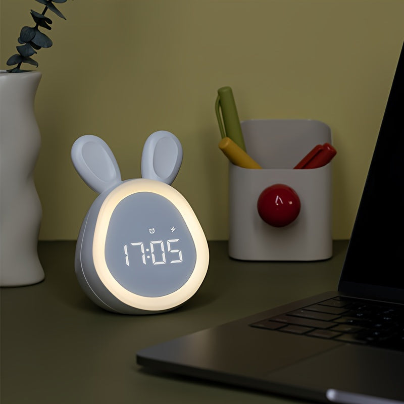 Rabbit Alarm Clock with Night Light USB Rechargeable