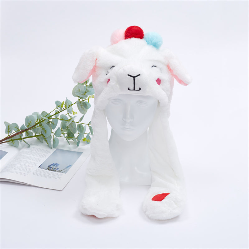 Plush Bunny Ear Hat with Moving Ears – Interactive Winter Hat