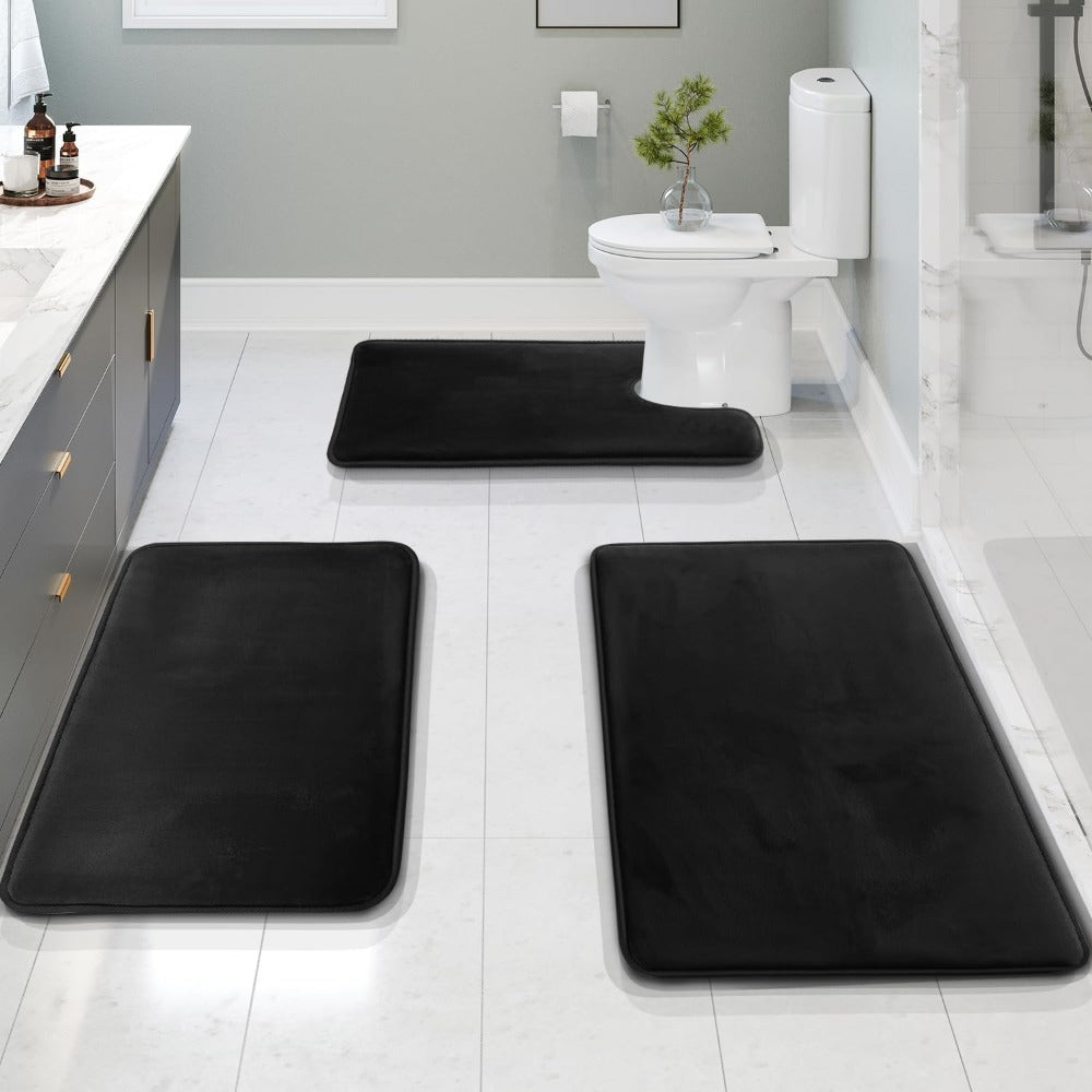 VelvaLuxe – Memory Foam Bath Mat Set – Soft, Absorbent & Non-Slip (3-Piece)