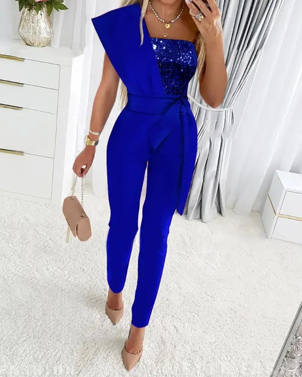 Aurielle One-Shoulder Sequin Jumpsuit for Women