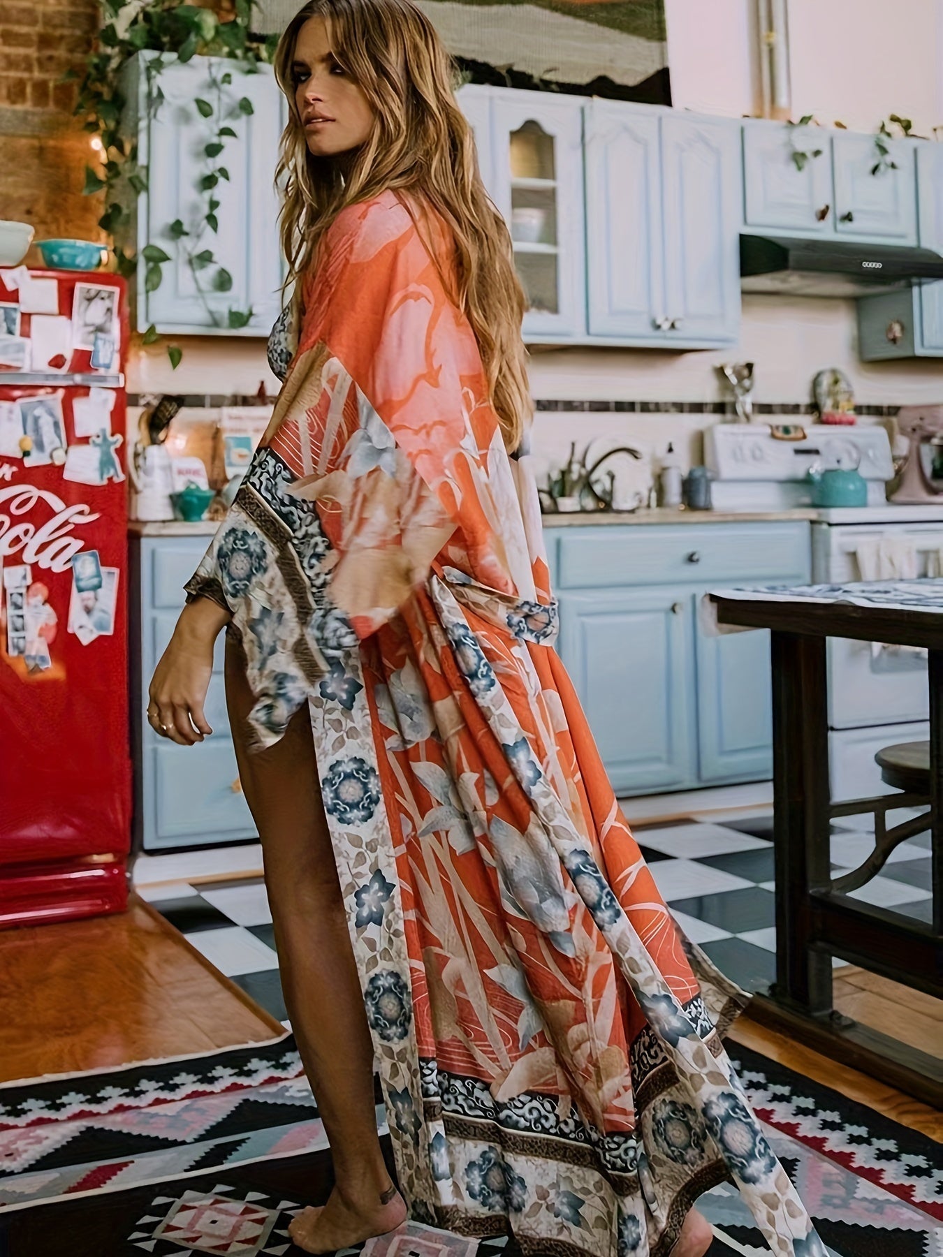 Isabella™ Red Floral Beach Kimono