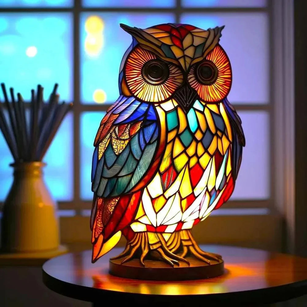 VitraFauna Artistic Animal Lamp – Stained Glass Style Table Light