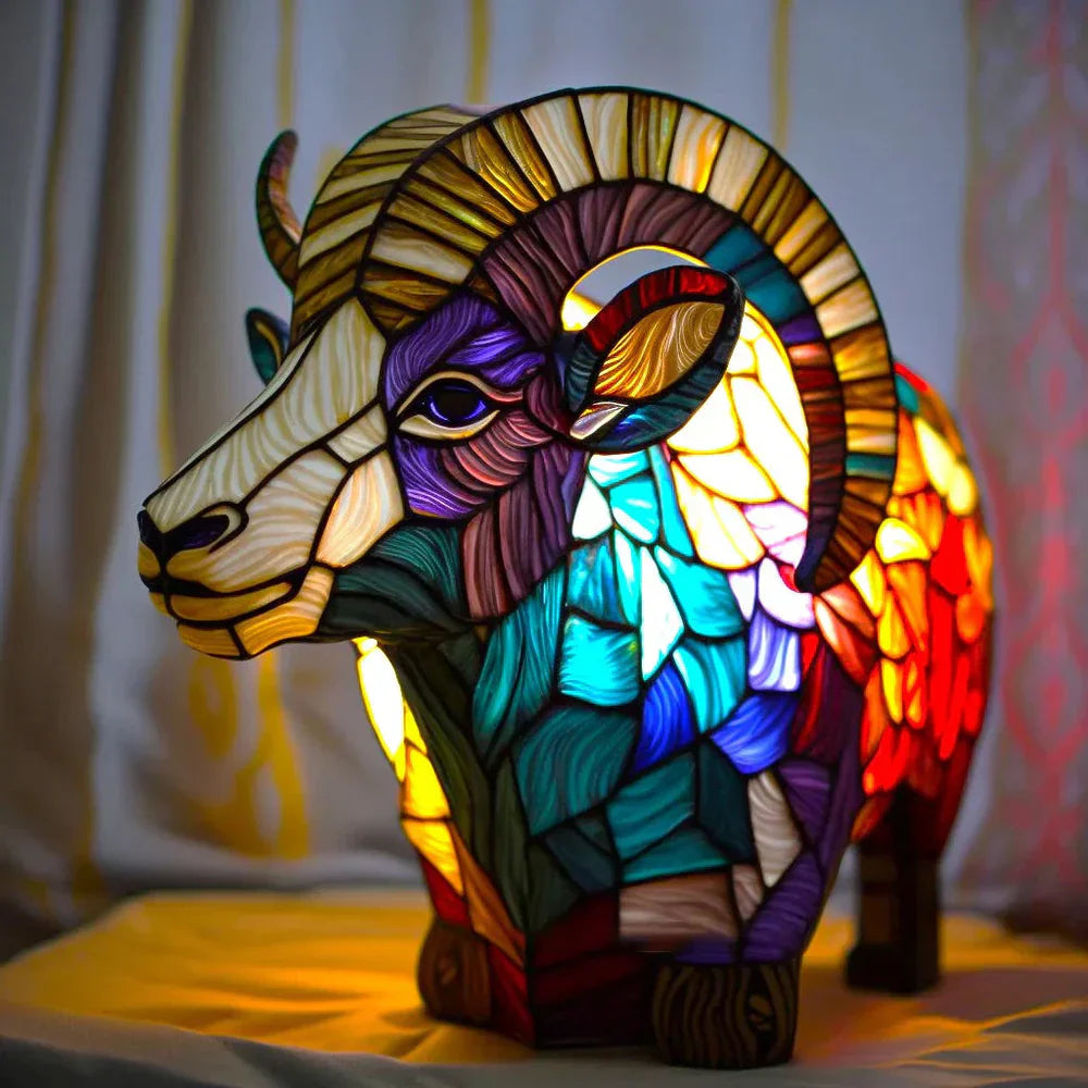 VitraFauna Artistic Animal Lamp – Stained Glass Style Table Light
