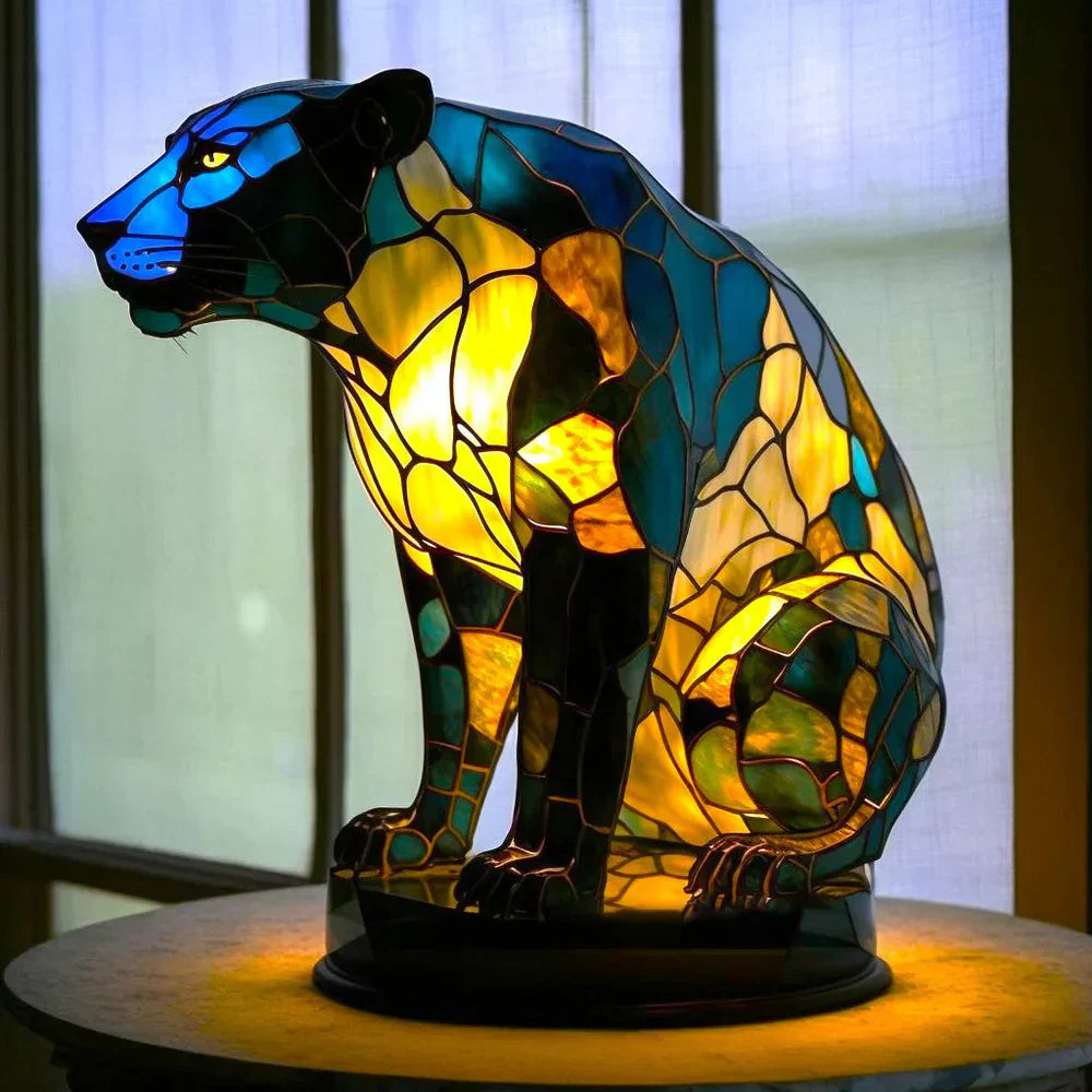 VitraFauna Artistic Animal Lamp – Stained Glass Style Table Light