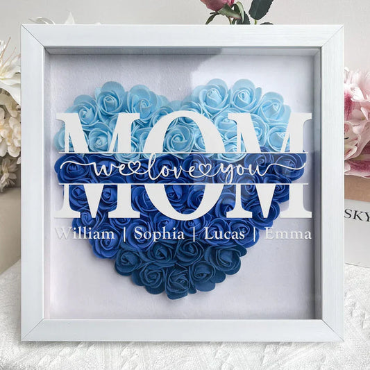 Personalized Floral Heart Keepsake Frame with Engraved Names