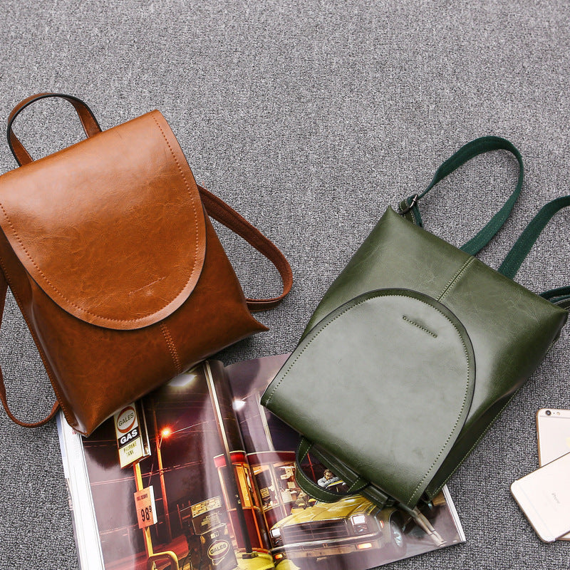 Vintage Leather Women Backpack Everyday Travel Bag