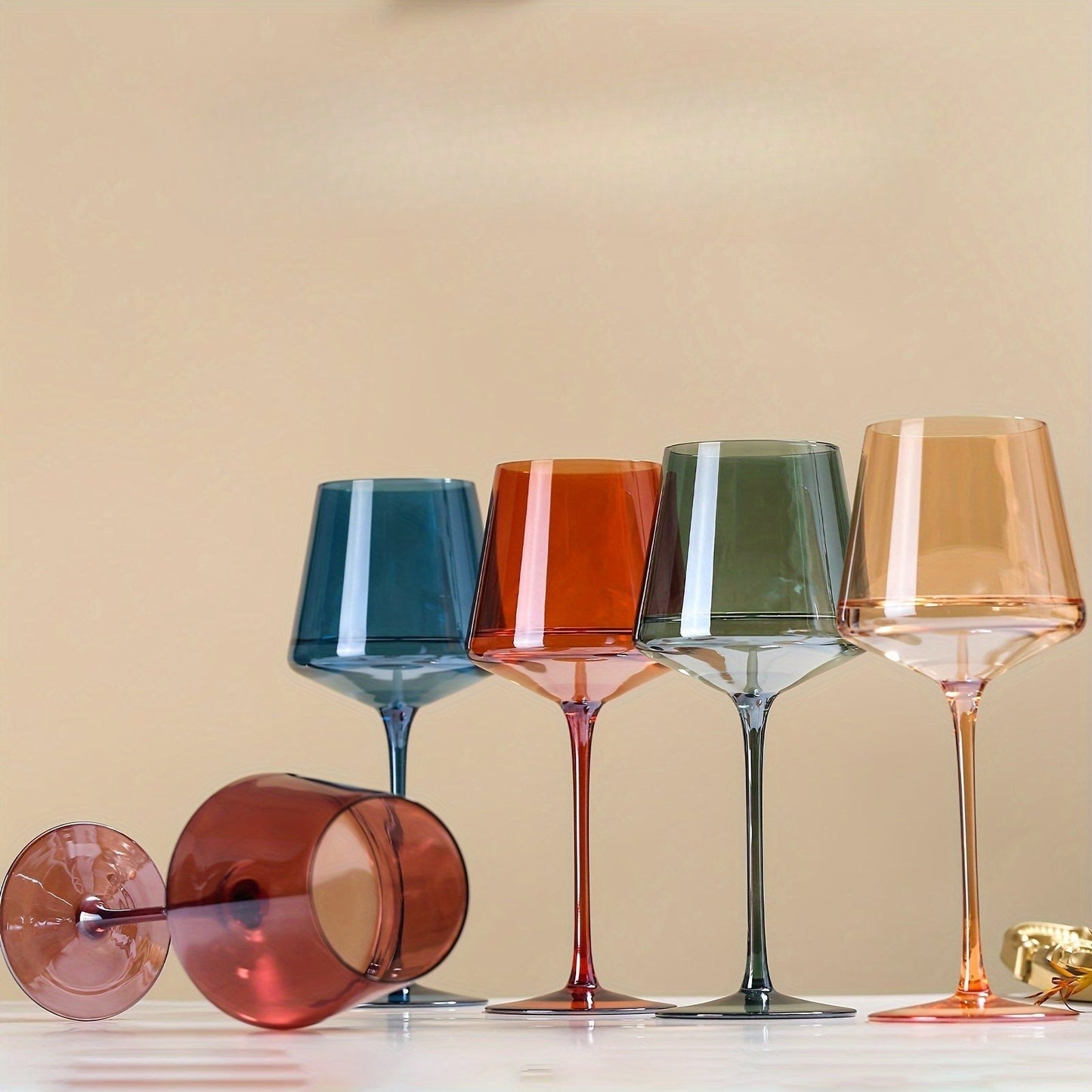 PrismGlow Wine Glass Set – 6 Hand-Blown Colored Crystal Glasses