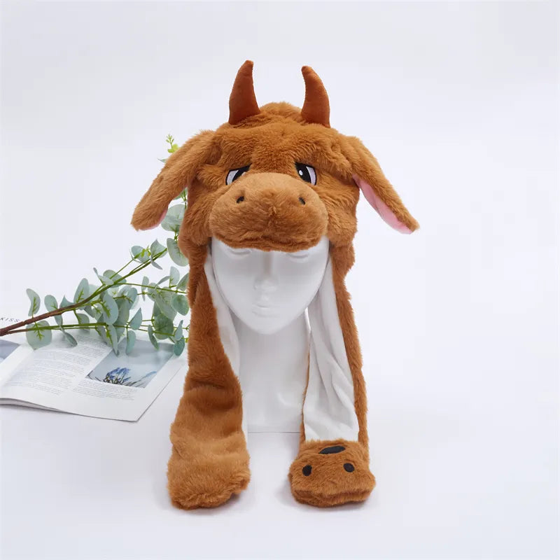 Plush Bunny Ear Hat with Moving Ears – Interactive Winter Hat