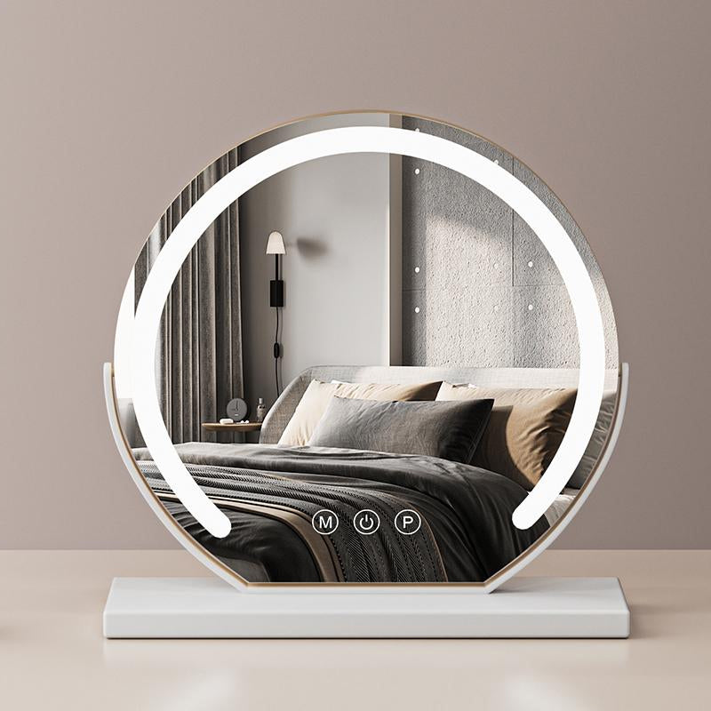 LumiReflect Pro – LED Desktop Vanity Mirror with Smart Touch Control & 360° Rotation