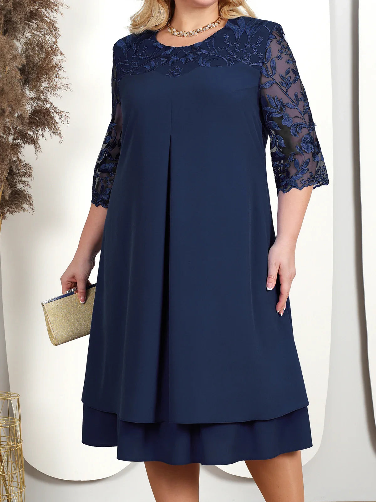Embroidered Plus Size Banquet Dress