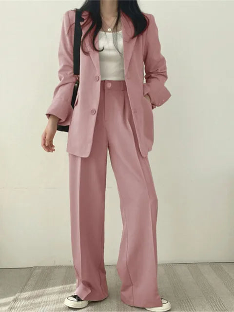 Women's Tailored Blazer and Pants Suit Two Piece Set