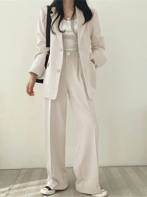 Women's Tailored Blazer and Pants Suit Two Piece Set