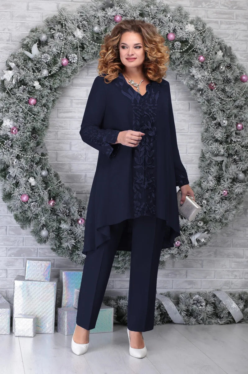 Elegant 3-Piece Embroidered Plus Size Suit – Grace Set
