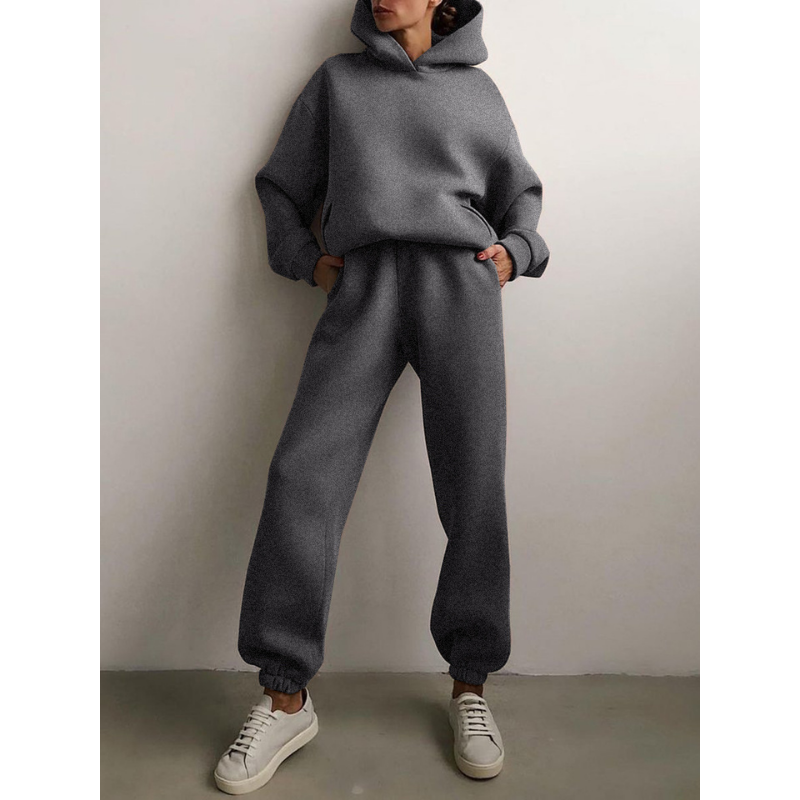 Oversized High Waist Hoodie Jogger Set Women Two Piece Tracksuit