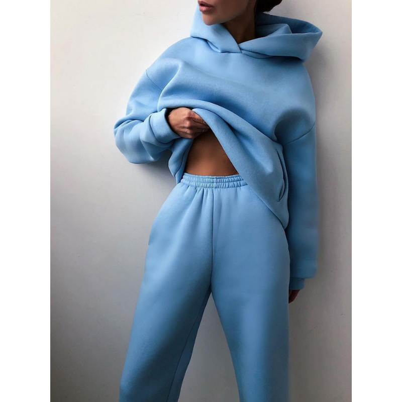 Oversized High Waist Hoodie Jogger Set Women Two Piece Tracksuit