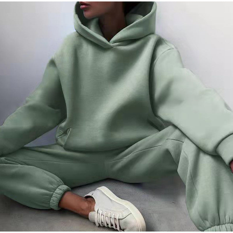 Oversized High Waist Hoodie Jogger Set Women Two Piece Tracksuit