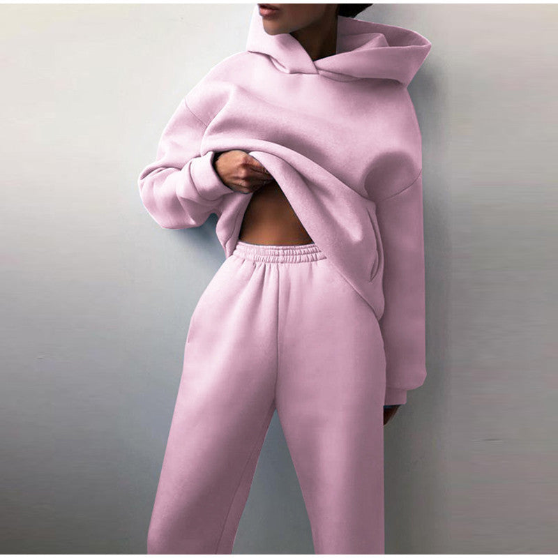 Oversized High Waist Hoodie Jogger Set Women Two Piece Tracksuit