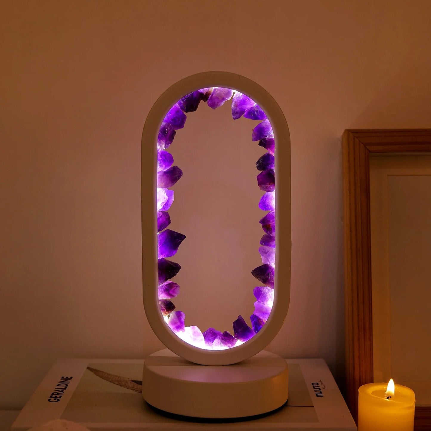 Natural Amethyst Crystal Ambient Table Lamp