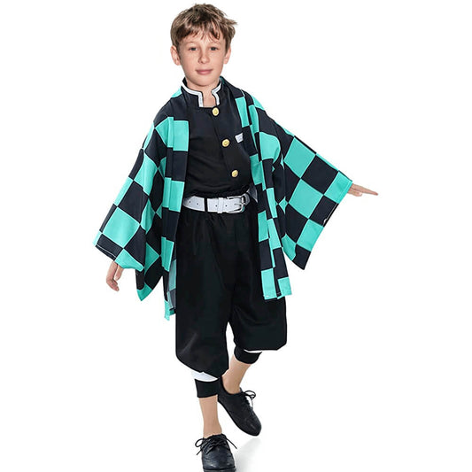 Kids Anime-Inspired Cosplay Costume Set with Kimono Cloak