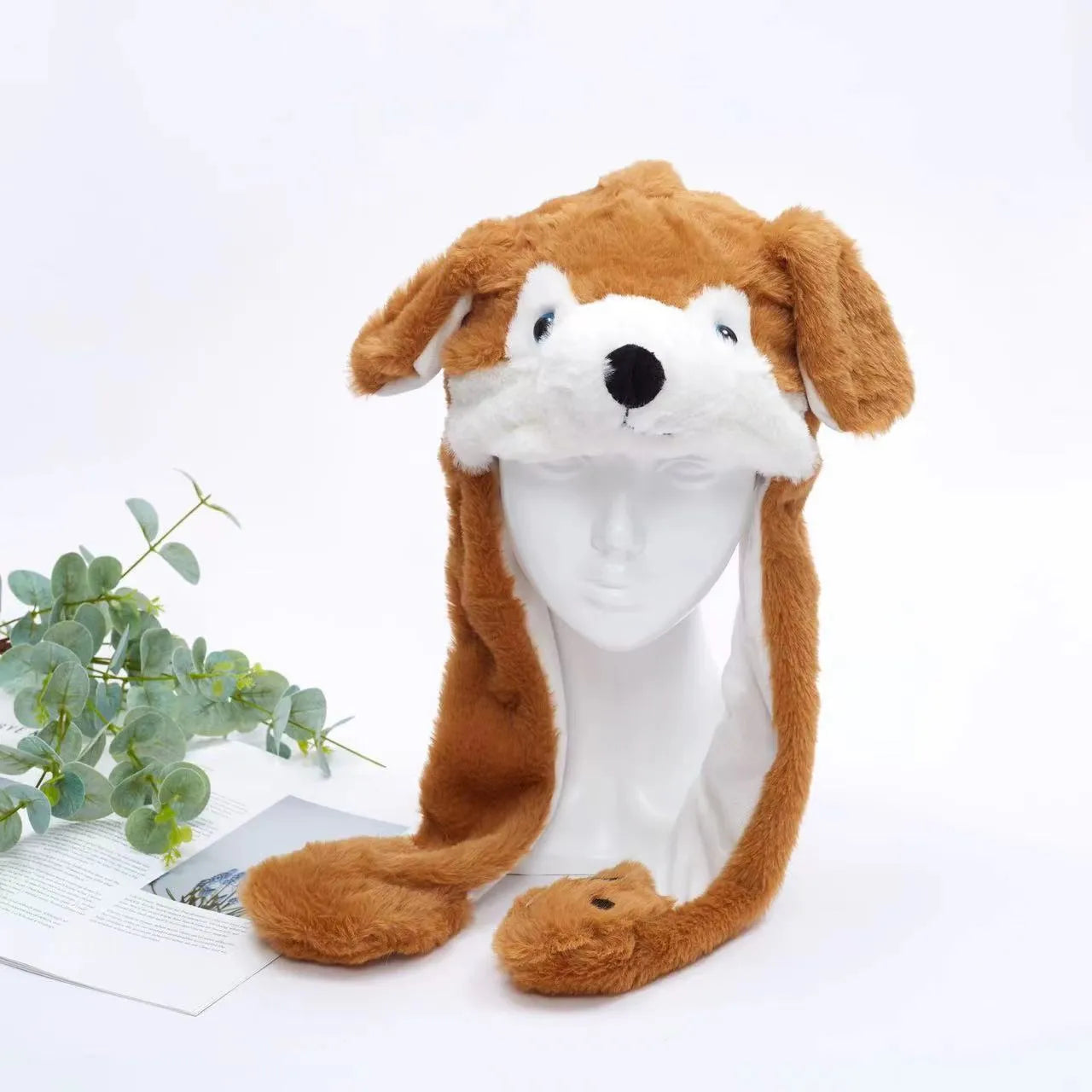 Plush Bunny Ear Hat with Moving Ears – Interactive Winter Hat