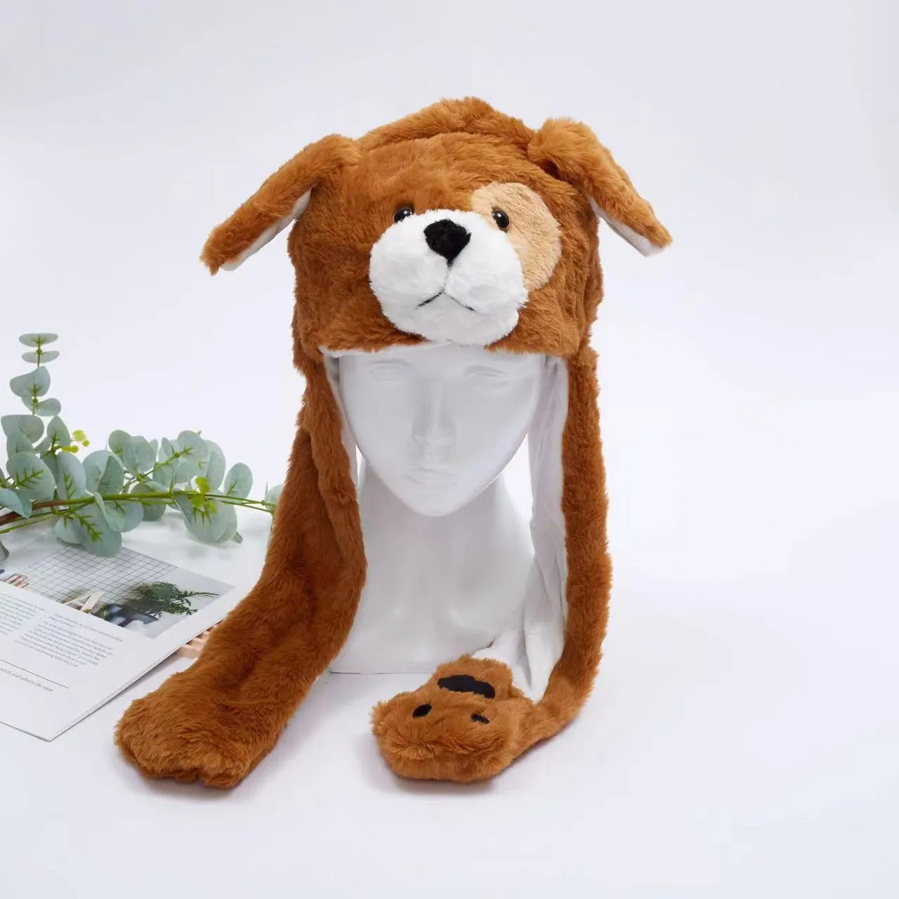 Plush Bunny Ear Hat with Moving Ears – Interactive Winter Hat