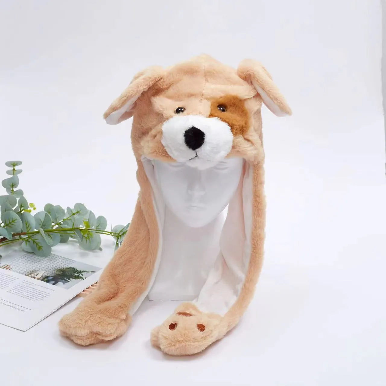 Plush Bunny Ear Hat with Moving Ears – Interactive Winter Hat