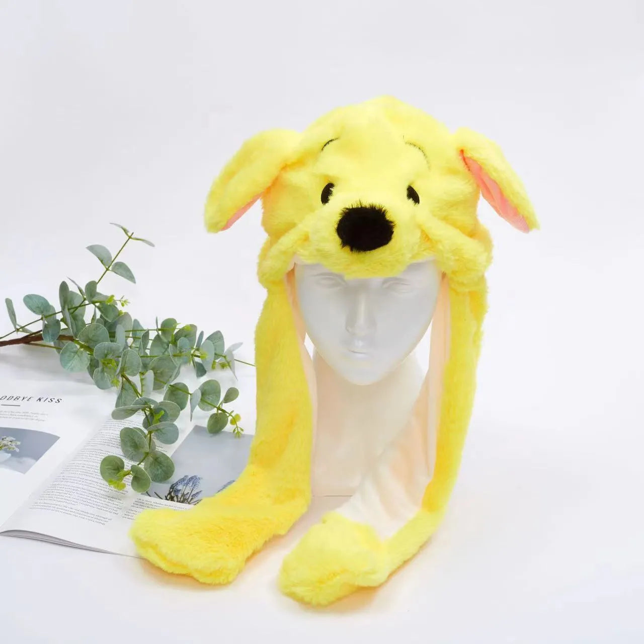 Plush Bunny Ear Hat with Moving Ears – Interactive Winter Hat