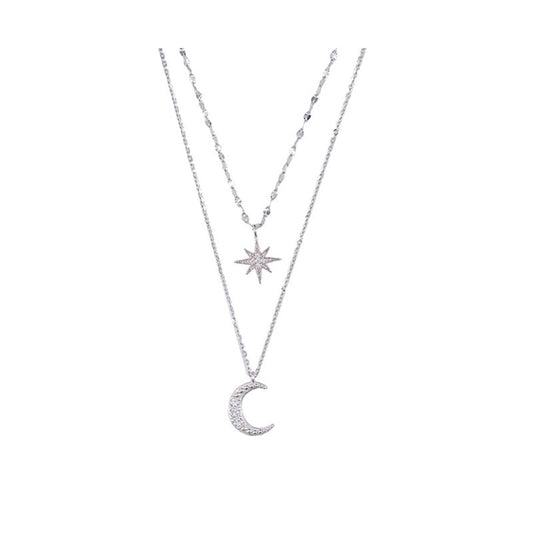 Double Moonlight Necklace – Sterling Silver Layered Moon Pendant