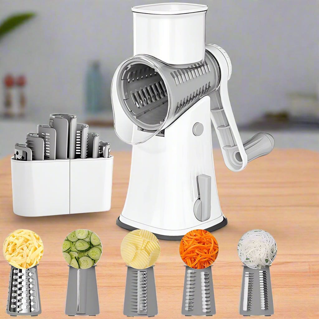 VeggiGrate™ 5-in-1 Rotary Cheese Grater & Vegetable Slicer