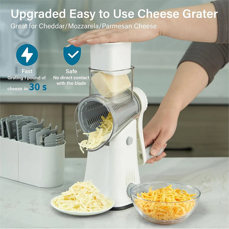 VeggiGrate™ 5-in-1 Rotary Cheese Grater & Vegetable Slicer